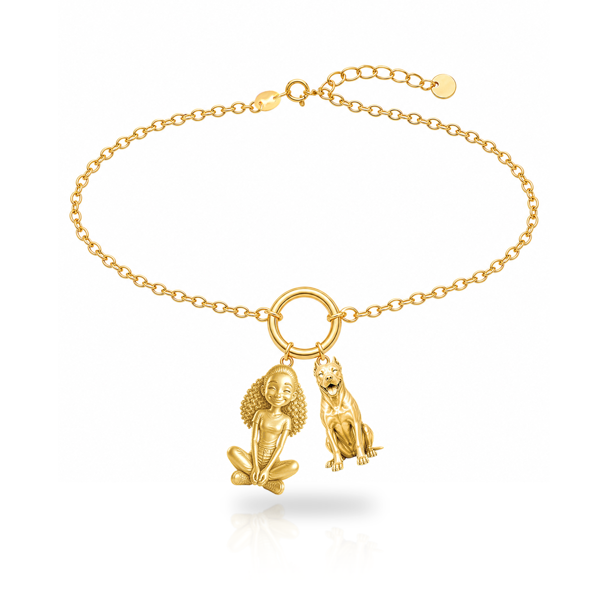 Dogo Argentino personalized girl and dog charm bracelet