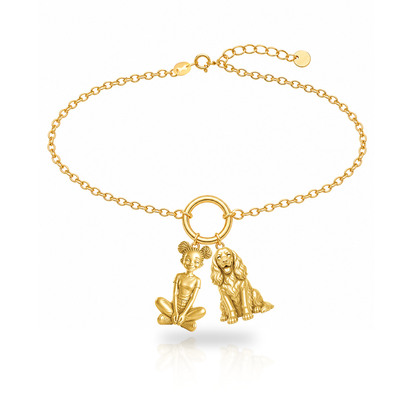 English Cocker Spaniel personalized girl and dog charm bracelet