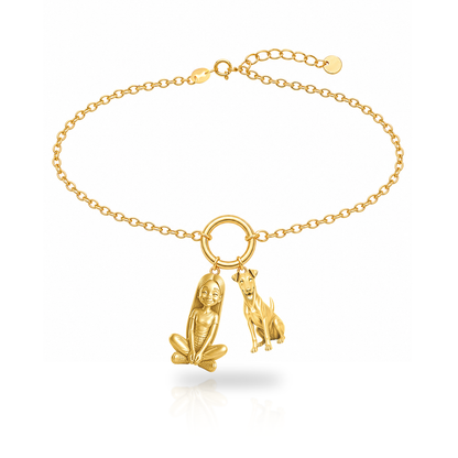 Fox Terrier Smooth personalized girl and dog charm bracelet