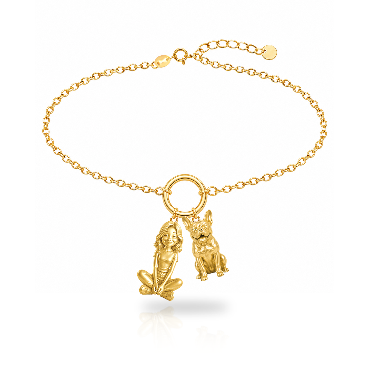 French Bulldog personalized girl and dog charm bracelet