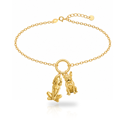 French Bulldog personalized girl and dog charm bracelet