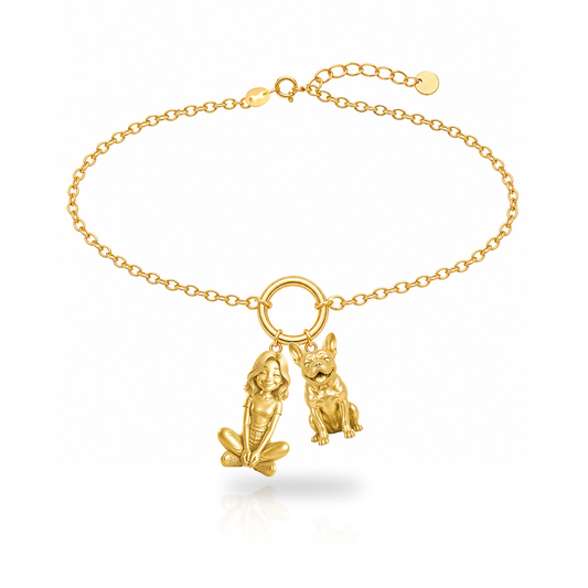 French Bulldog personalized girl and dog charm bracelet