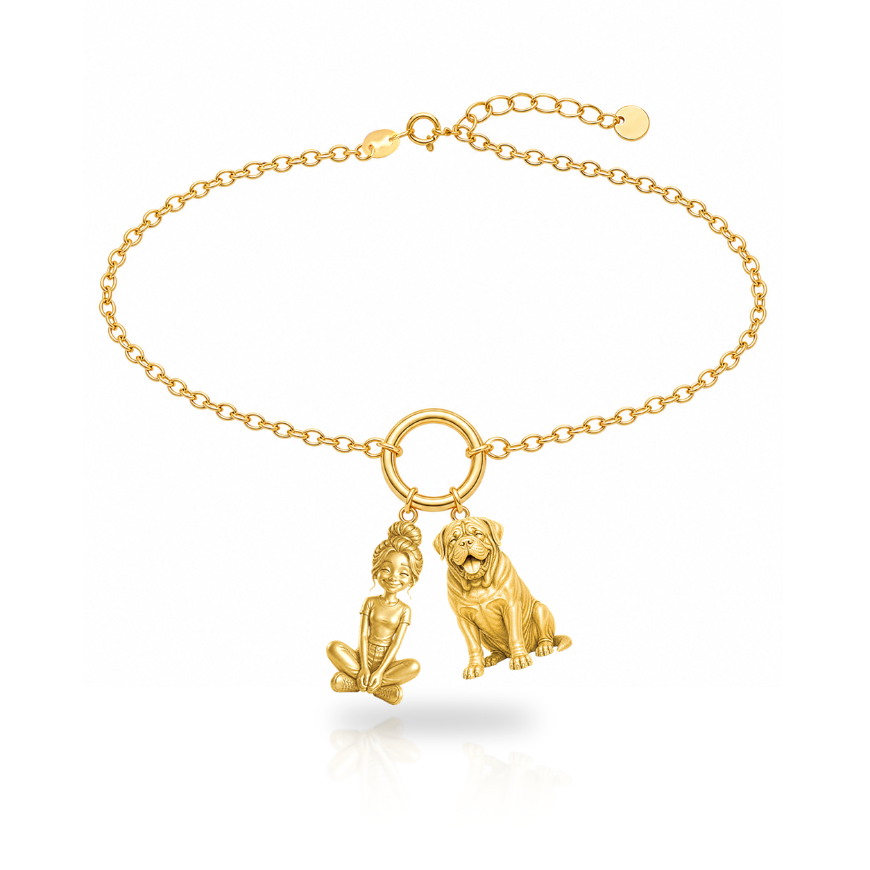 French Mastiff personalized girl and dog charm bracelet