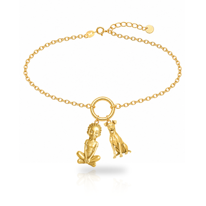 German Pinscher personalized girl and dog charm bracelet