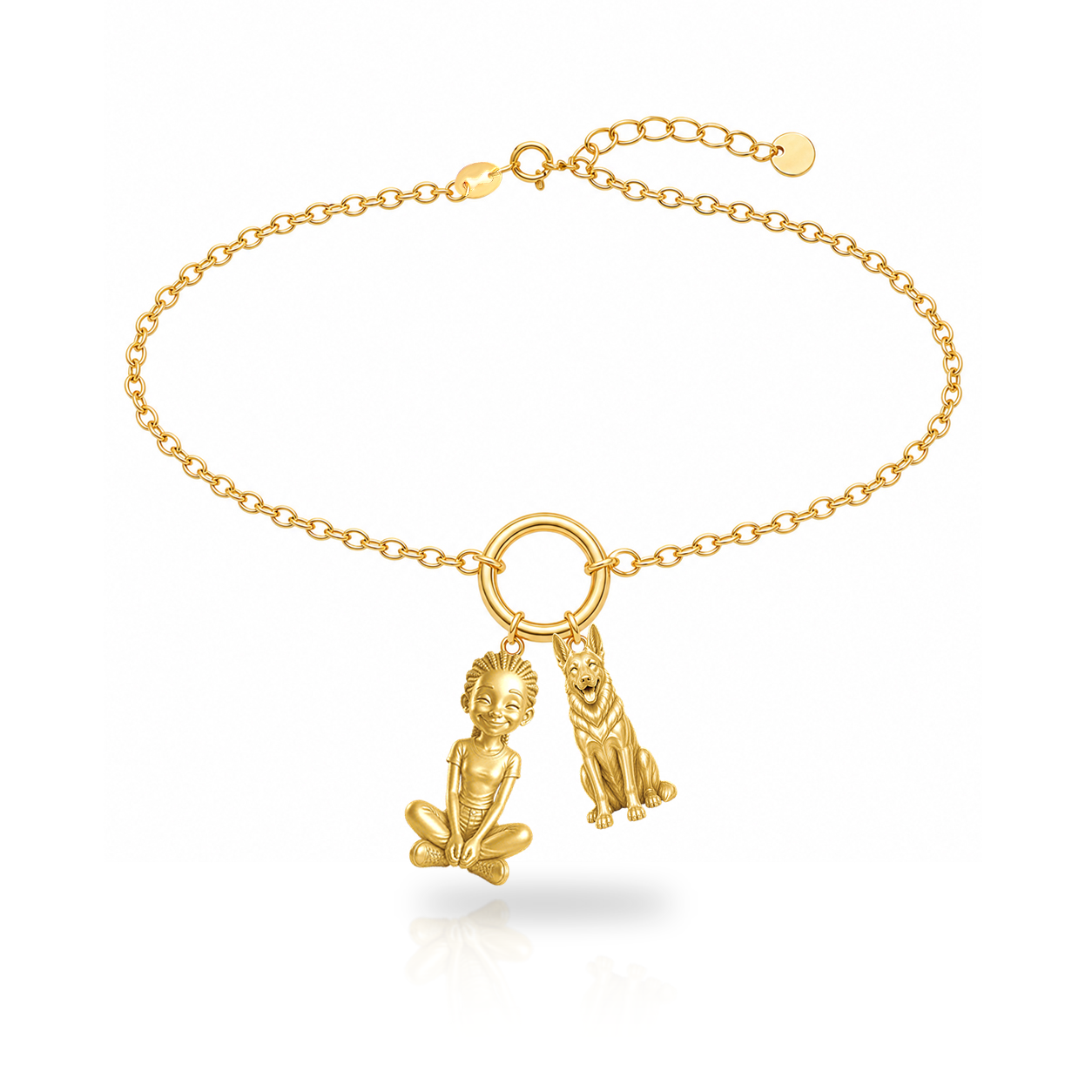 German Shepherd standard coat personalized girl and dog charm bracelet