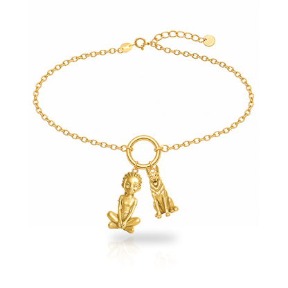 German Shepherd standard coat personalized girl and dog charm bracelet