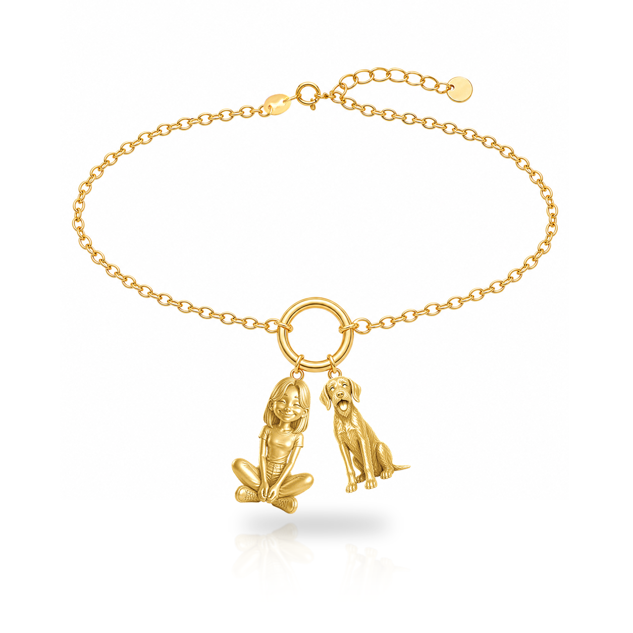 German Wirehaired Pointer personalized girl and dog charm bracelet