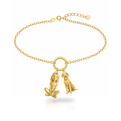 German Wirehaired Pointer personalized girl and dog charm bracelet