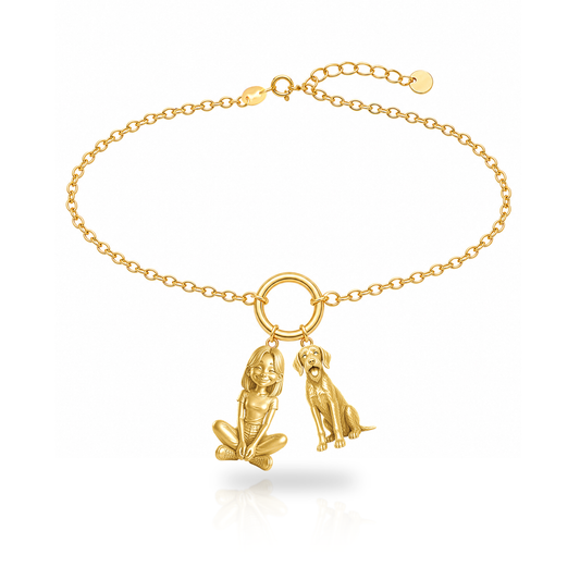 German Wirehaired Pointer personalized girl and dog charm bracelet
