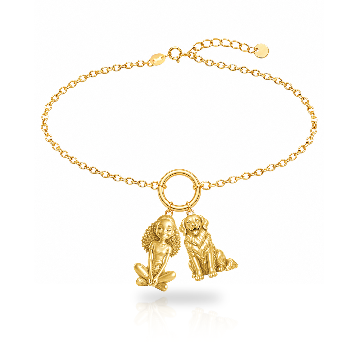 Golden Retriever personalized girl and dog charm bracelet