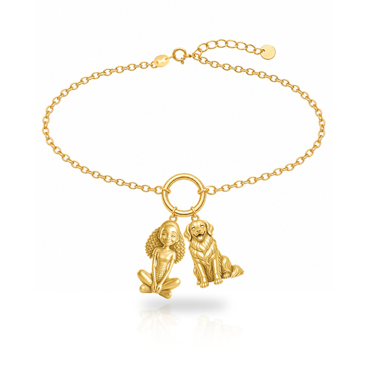 Golden Retriever personalized girl and dog charm bracelet