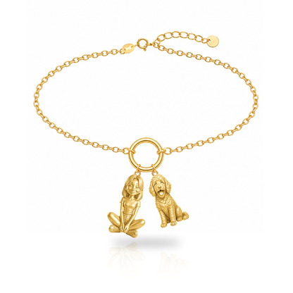 Goldendoodle Mini personalized girl and dog charm bracelet