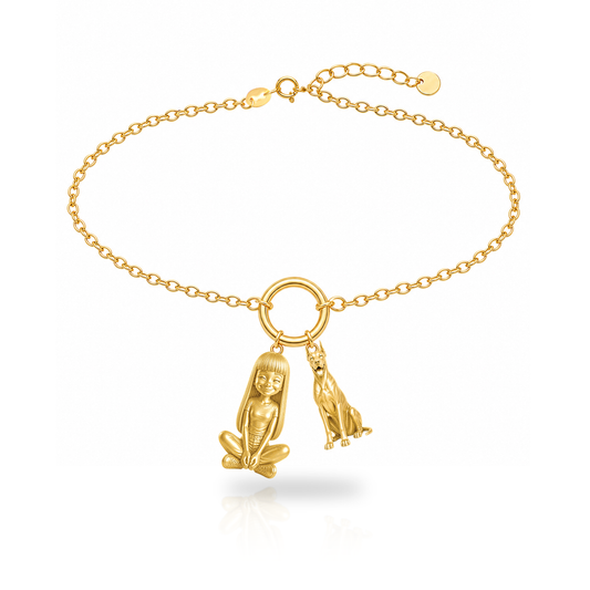 Great Dane cropped ears personalized girl and dog charm bracelet