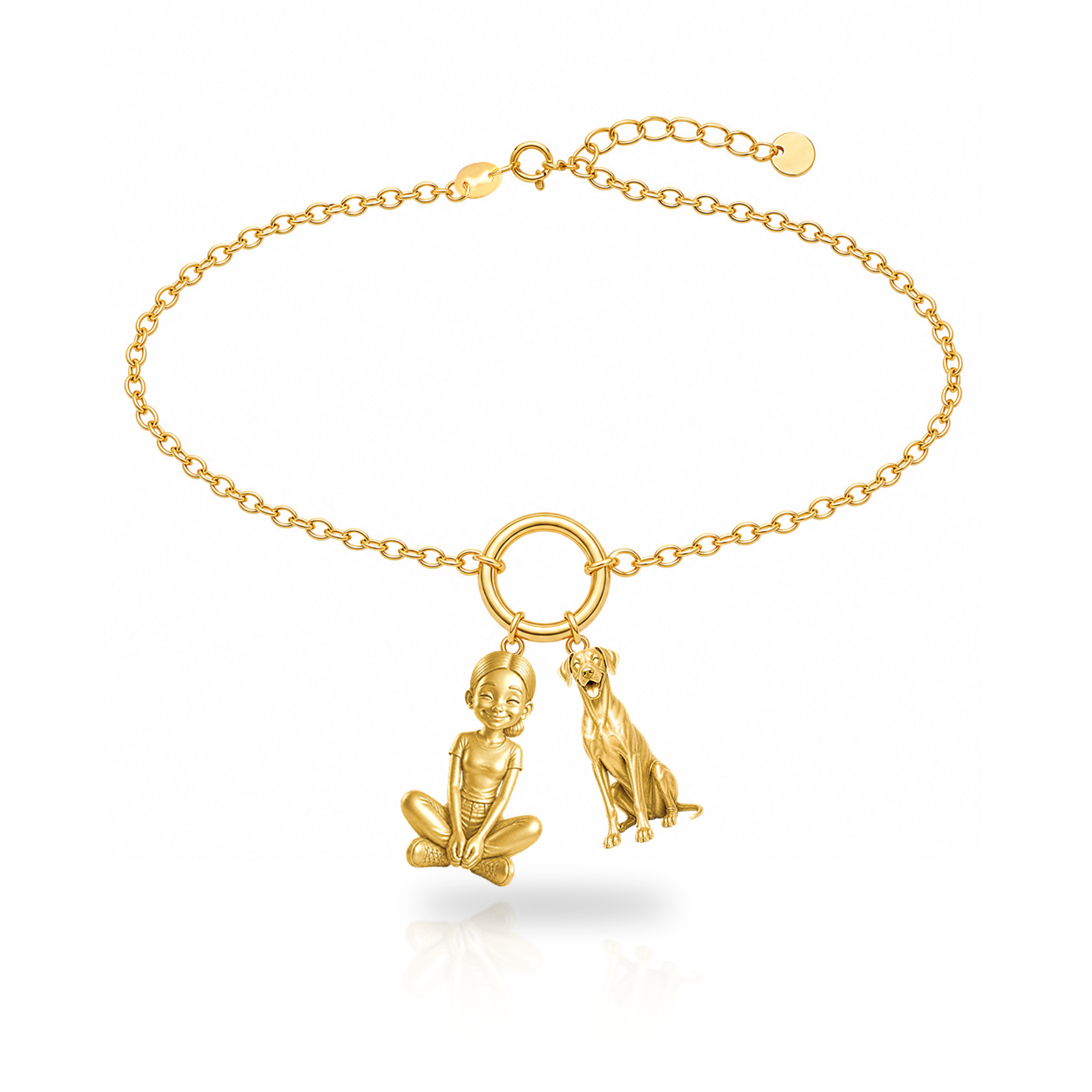Great Dane natural ears personalized girl and dog charm bracelet