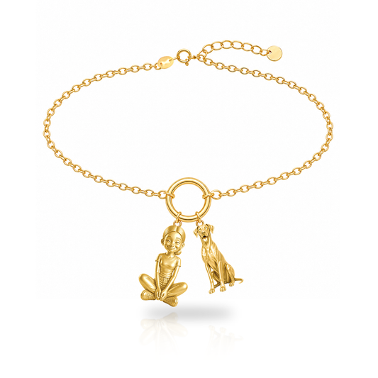 Great Dane natural ears personalized girl and dog charm bracelet