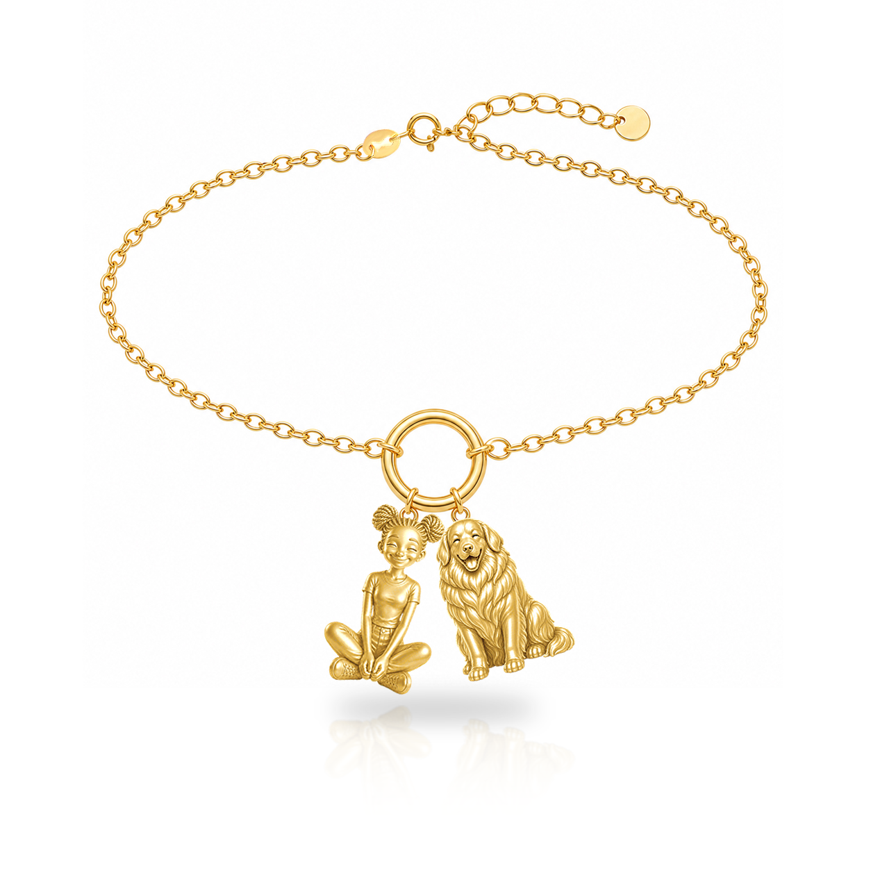 Great Pyrenees personalized girl and dog charm bracelet