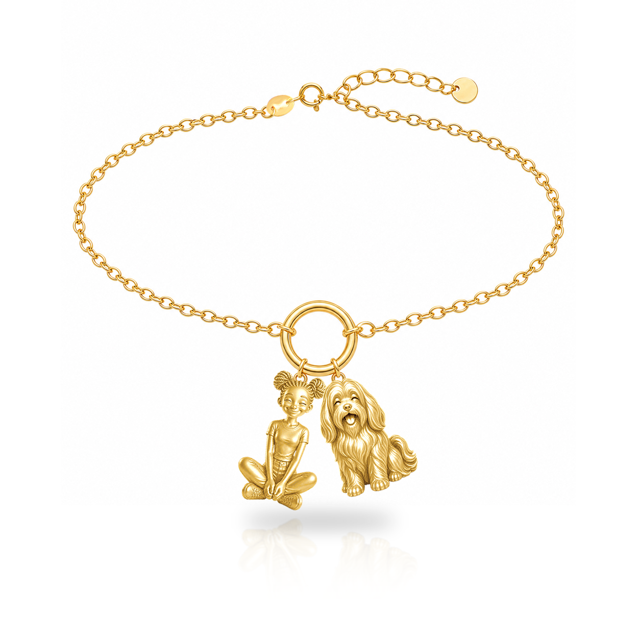 Havanese personalized girl and dog charm bracelet