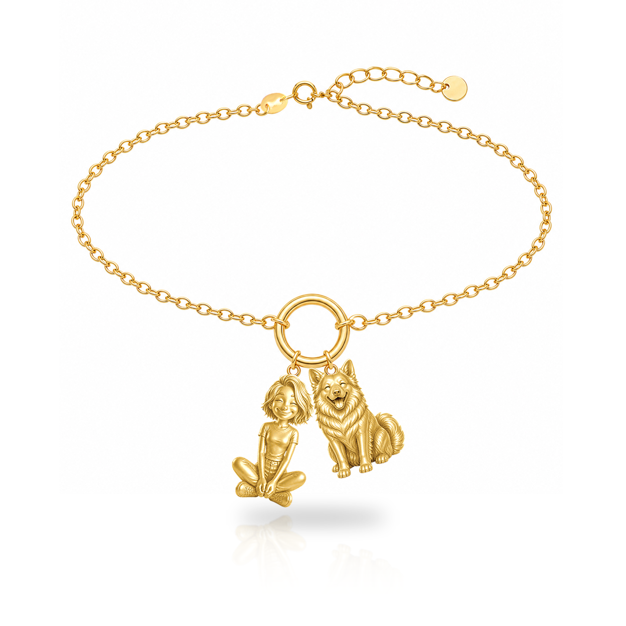Icelandic Sheepdog personalized girl and dog charm bracelet