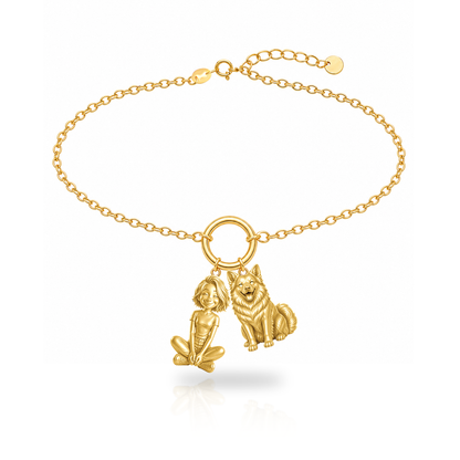 Icelandic Sheepdog personalized girl and dog charm bracelet