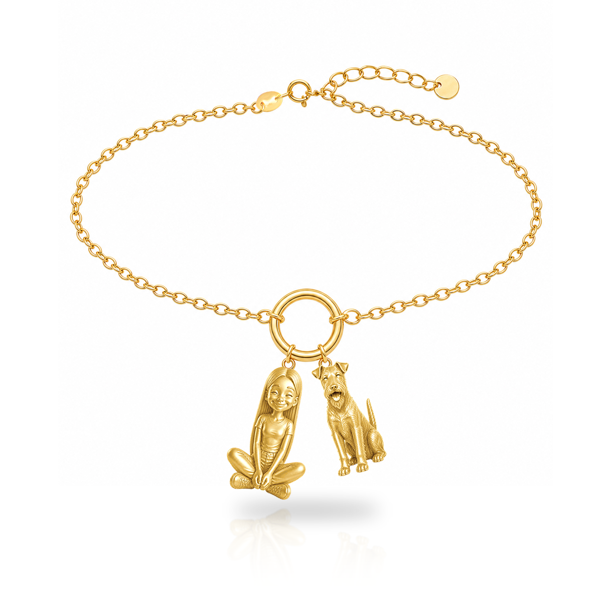 Irish Terrier personalized girl and dog charm bracelet