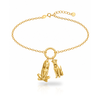 Irish Terrier personalized girl and dog charm bracelet