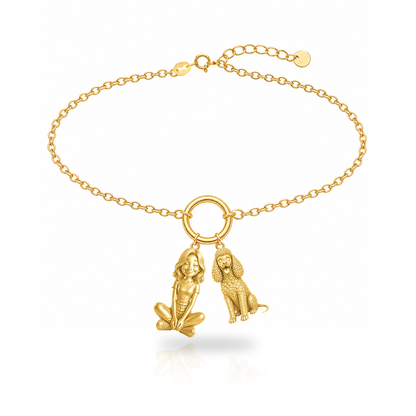 Irish Water Spaniel personalized girl and dog charm bracelet