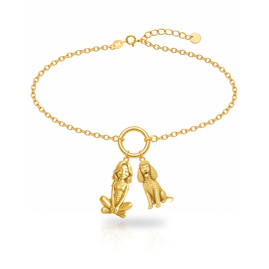 Irish Water Spaniel personalized girl and dog charm bracelet
