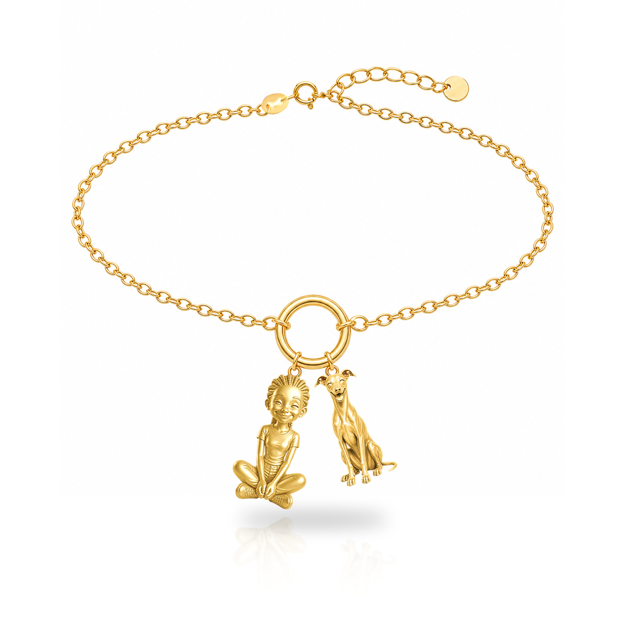 Italian Greyhound personalized girl and dog charm bracelet