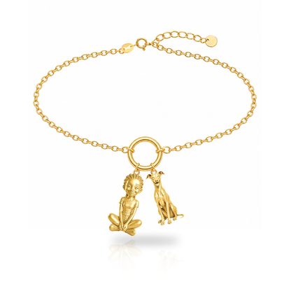 Italian Greyhound personalized girl and dog charm bracelet