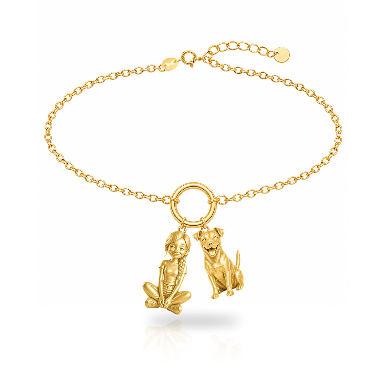 Jack Russell Terrier personalized girl and dog charm bracelet