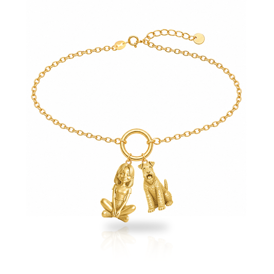 Kerry Blue Terrier personalized girl and dog charm bracelet
