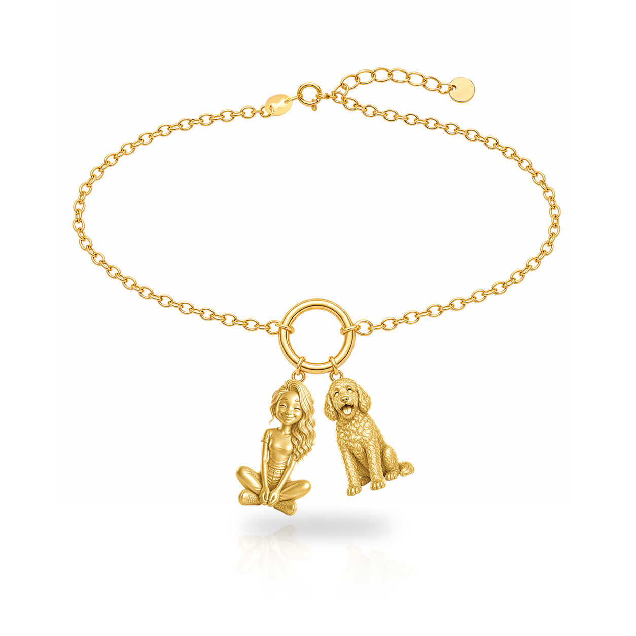 Labradoodle personalized girl and dog charm bracelet