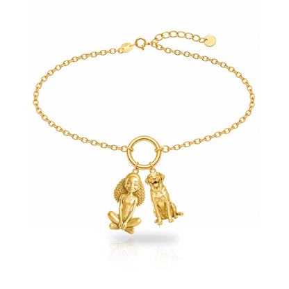 Labrador Retriever personalized girl and dog charm bracelet