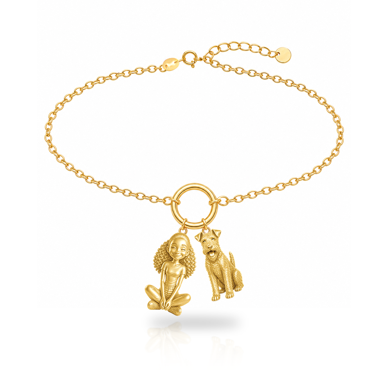 Lakeland Terrier personalized girl and dog charm bracelet