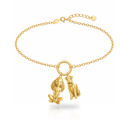 Lakeland Terrier personalized girl and dog charm bracelet