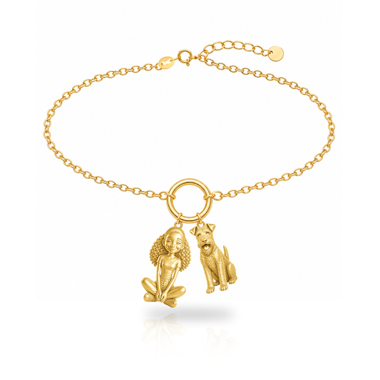 Lakeland Terrier personalized girl and dog charm bracelet