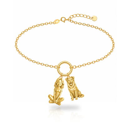 Mini Aussie personalized girl and dog charm bracelet