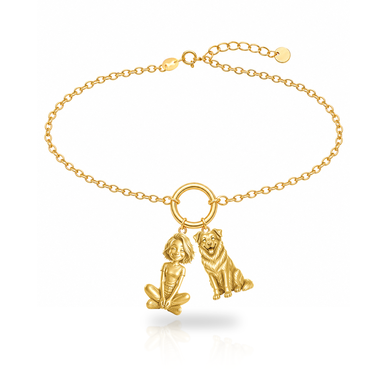Miniature American Shepherd personalized girl and dog charm bracelet