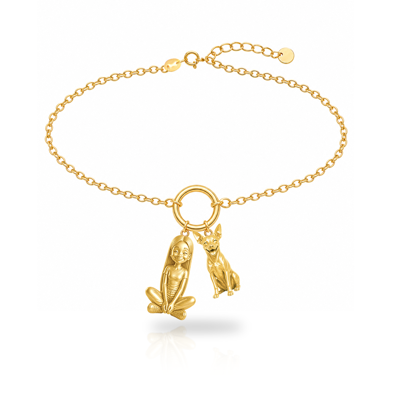 Miniature Pinscher personalized girl and dog charm bracelet