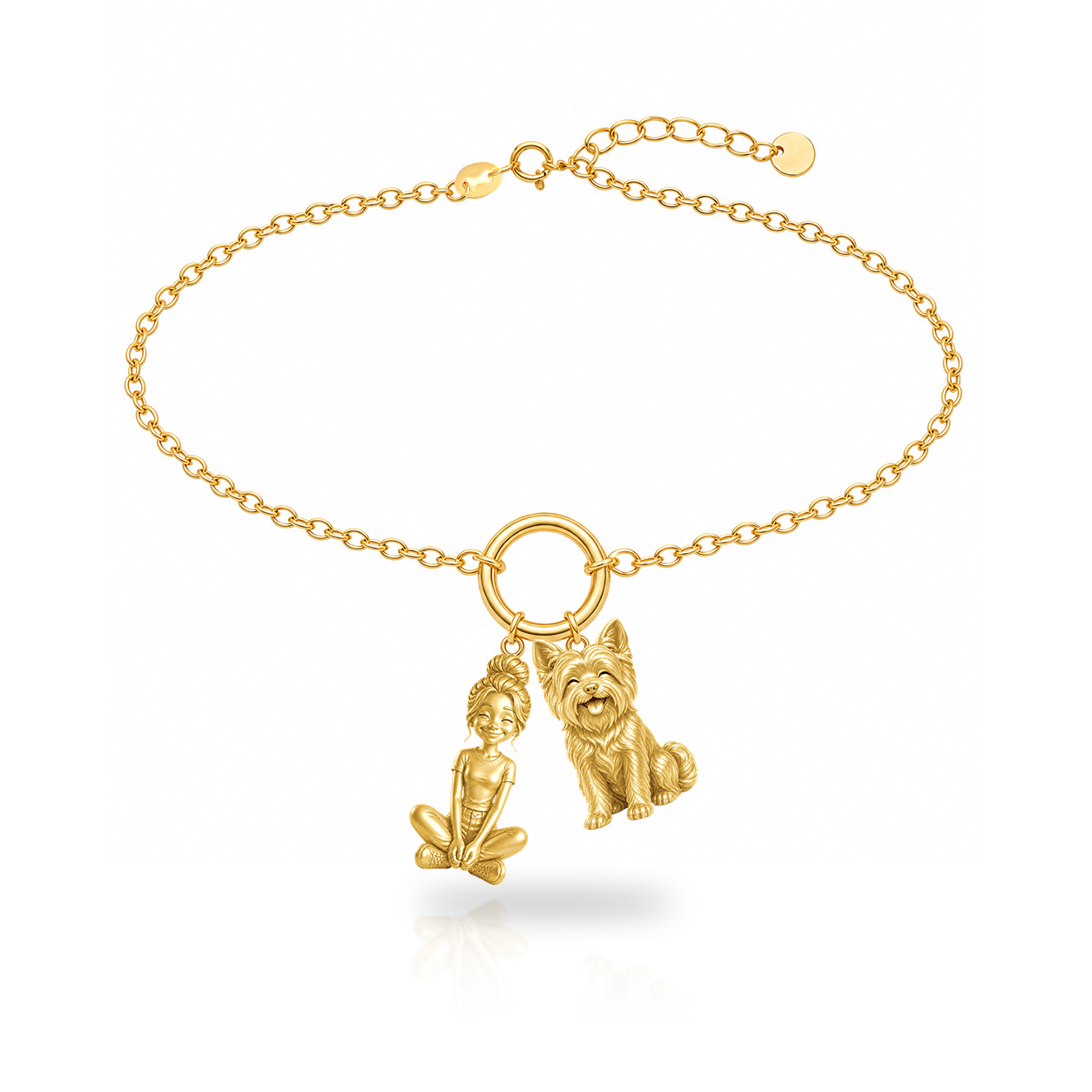 Morkie personalized girl and dog charm bracelet
