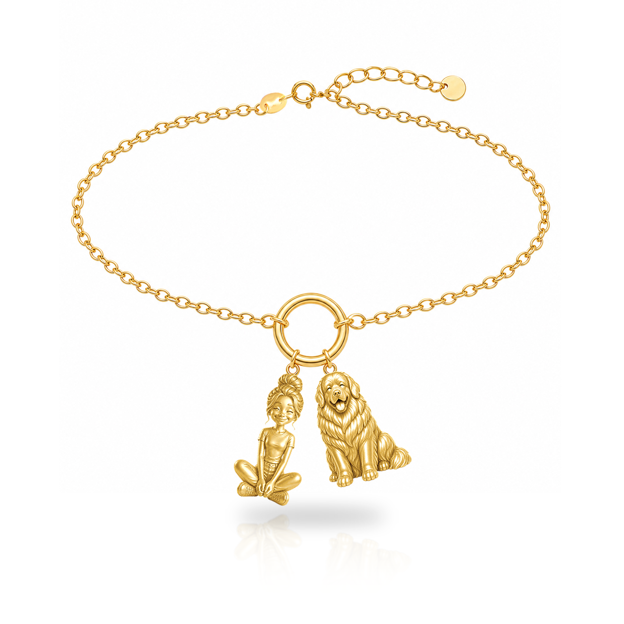 Newfoundland personalized girl and dog charm bracelet