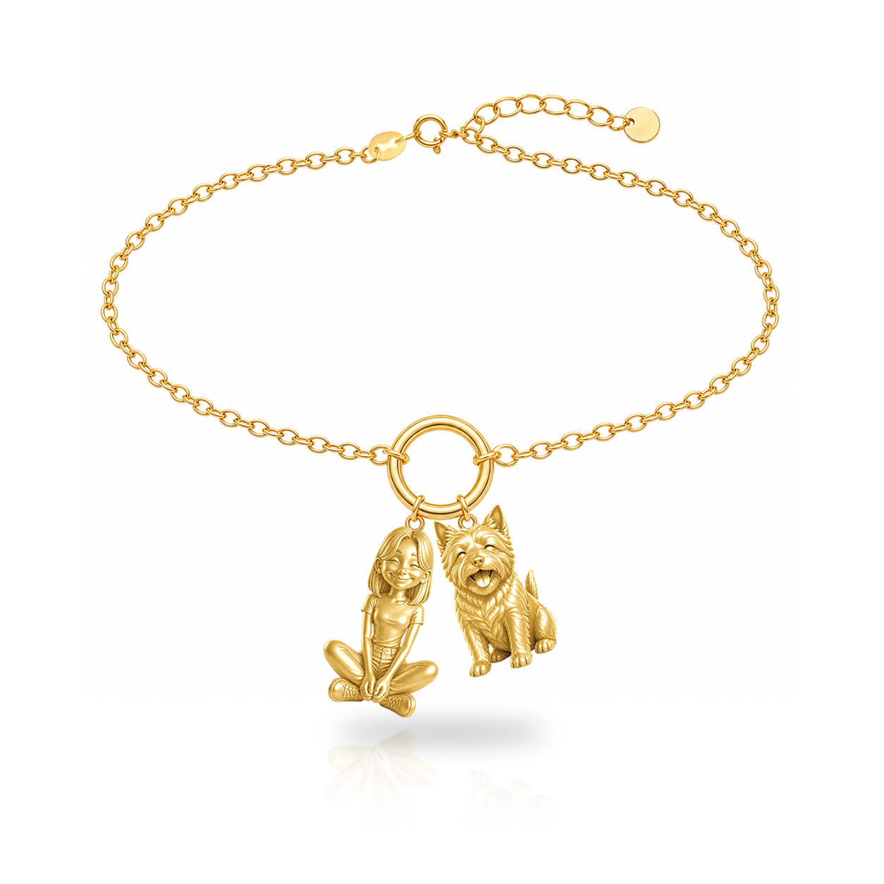 Norwich Terrier personalized girl and dog charm bracelet