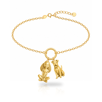 Parson Russell Terrier personalized girl and dog charm bracelet