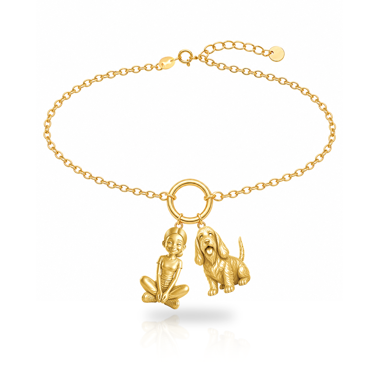 PBGV personalized girl and dog charm bracelet