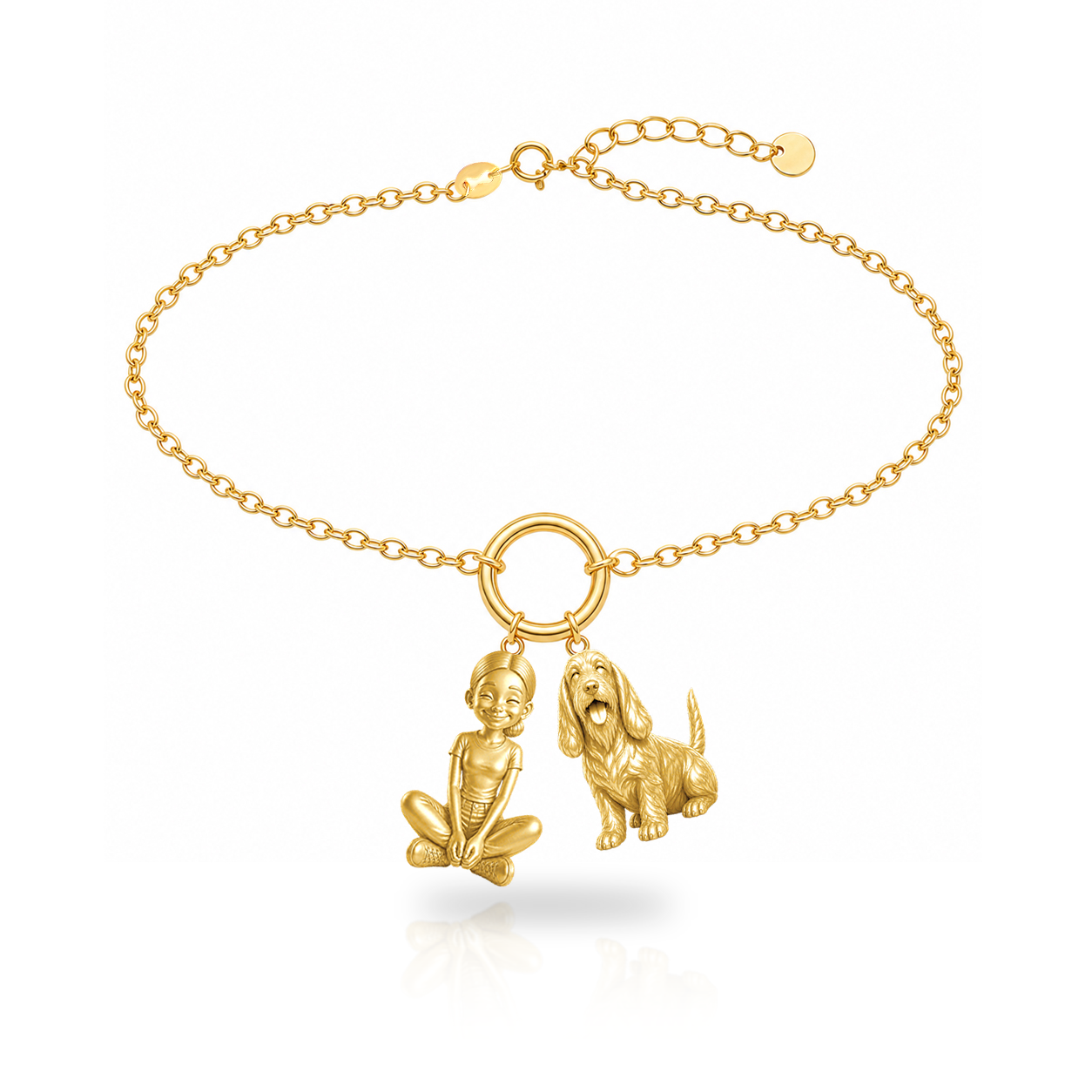Petit Basset Griffon Vendéen personalized girl and dog charm bracelet