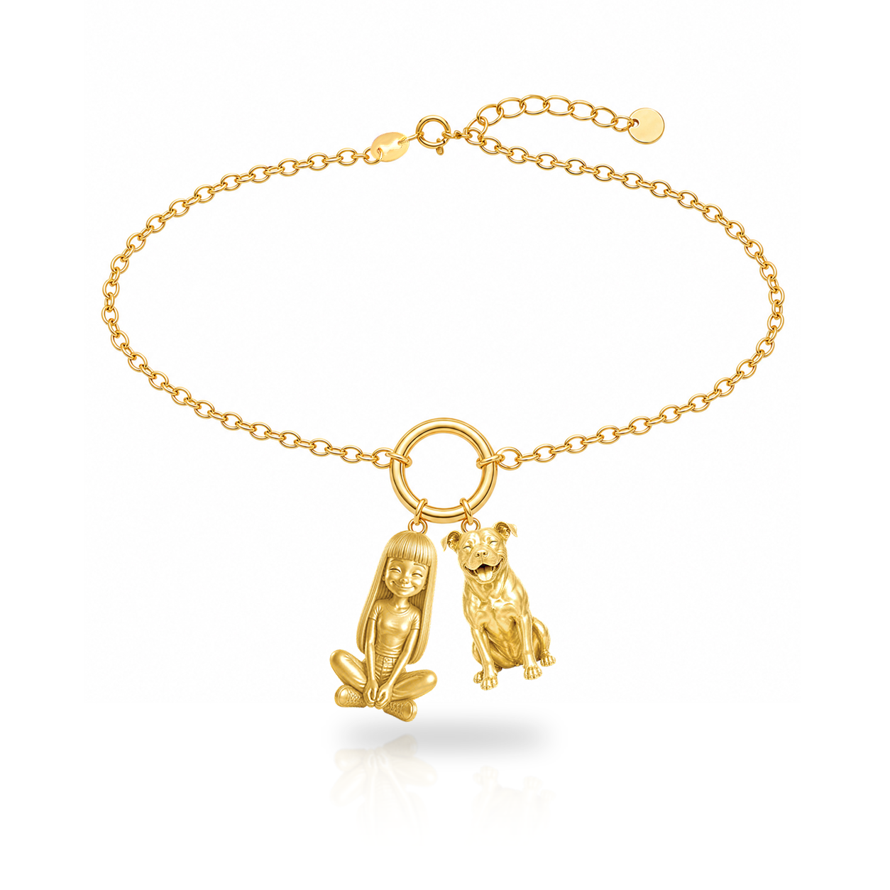 Pit Bull personalized girl and dog charm bracelet