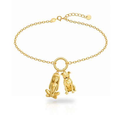 Pit Bull personalized girl and dog charm bracelet
