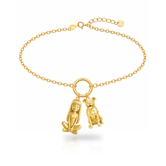 Pit Bull personalized girl and dog charm bracelet