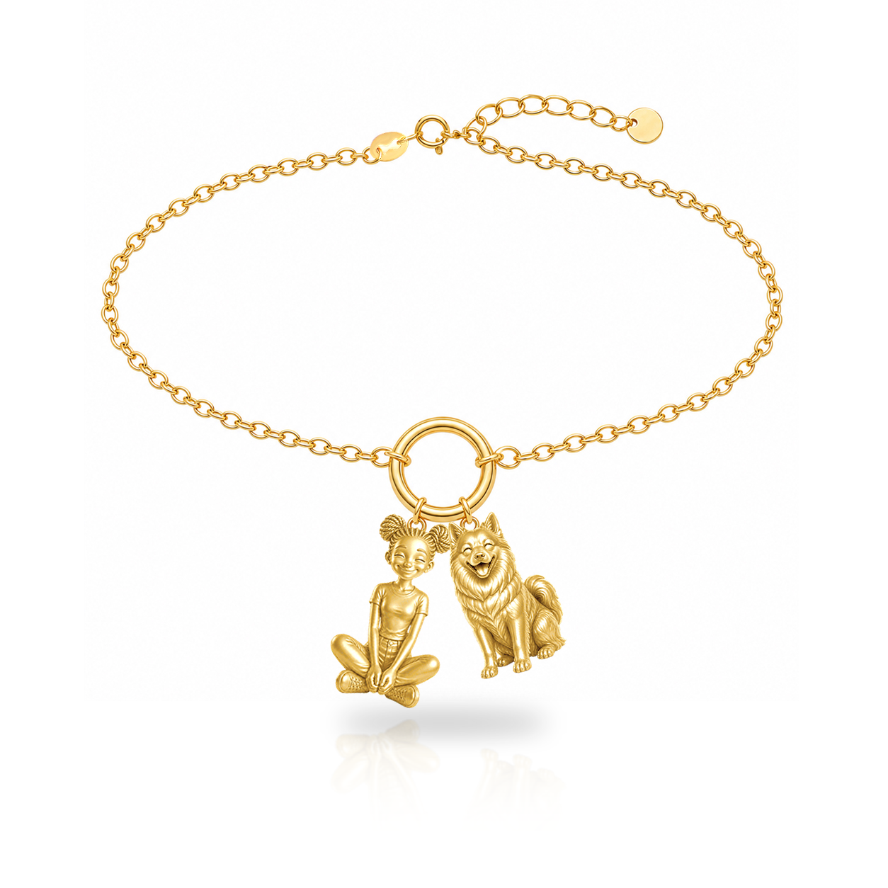 Pomsky personalized girl and dog charm bracelet