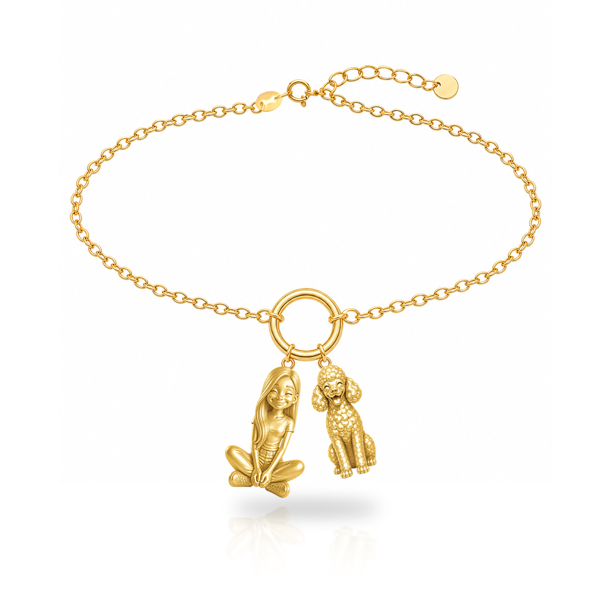 Poodle miniature personalized girl and dog charm bracelet